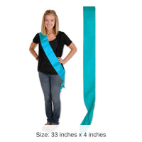 6 Pack Bulk Satin Sash - turquoise