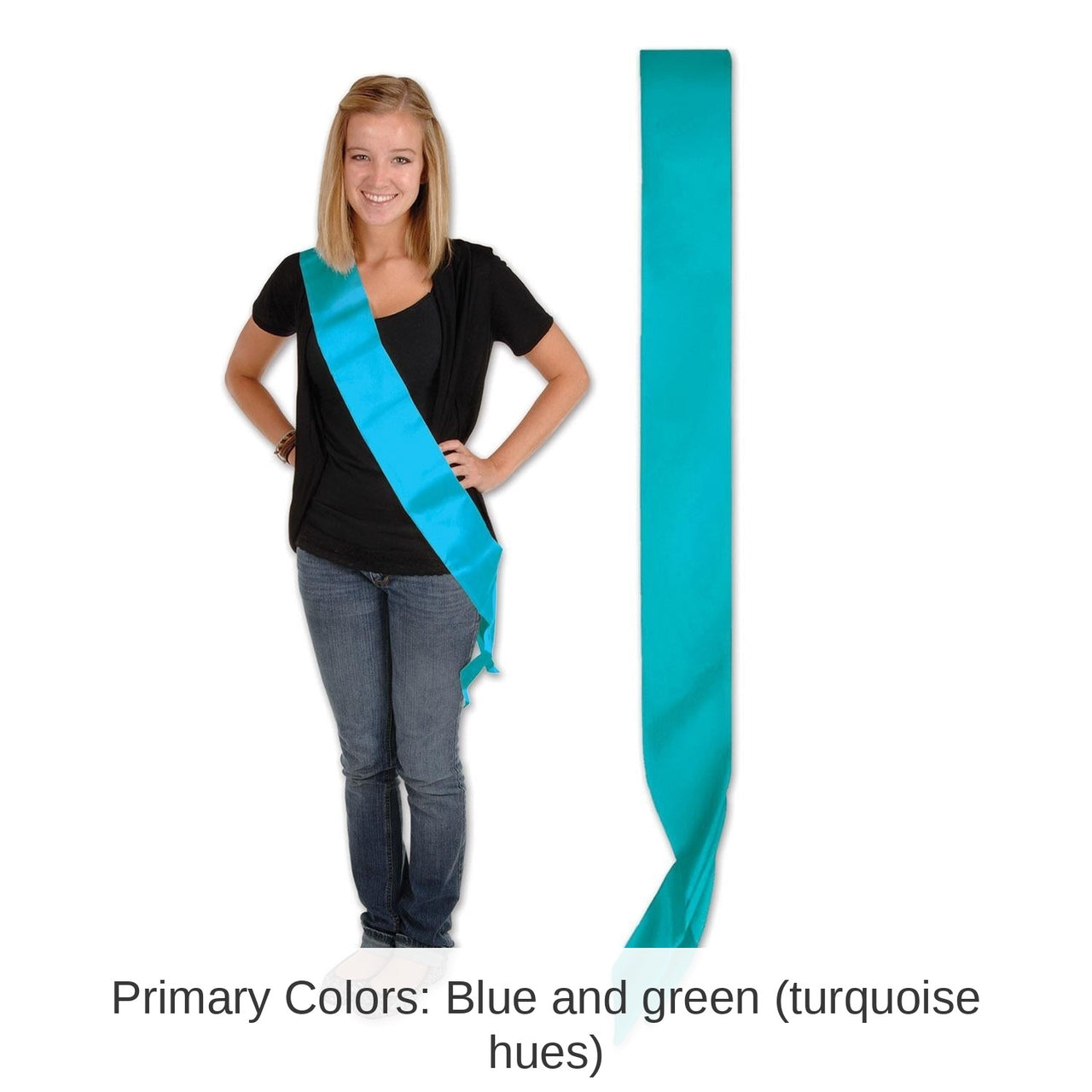 6 Pack Bulk Satin Sash - turquoise