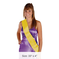 6 Pack Bulk Satin Sash - yellow