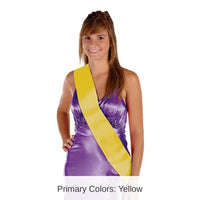 6 Pack Bulk Satin Sash - yellow
