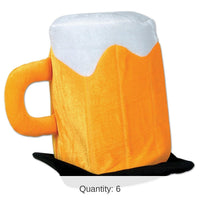 6 Pack Bulk Oktoberfest Plush Beer Mug Hat