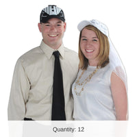 12 Pack Bulk Wedding Black Tux Cap