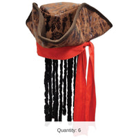 6 Pack Bulk Caribbean Pirate Hat