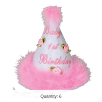 6 Pack Bulk Baby's 1st Birthday Party Cone Hat