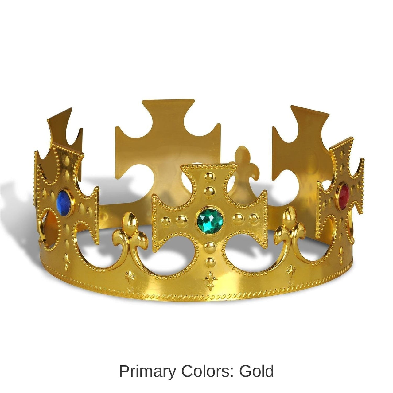 12 Pack Bulk Plastic Jeweled King's Gold Crown