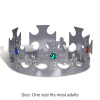12 Pack Bulk Silver Plastic Jeweled King's Crown