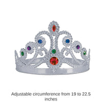 12 Pack Bulk Plastic Jeweled Queen's Tiara - Silver
