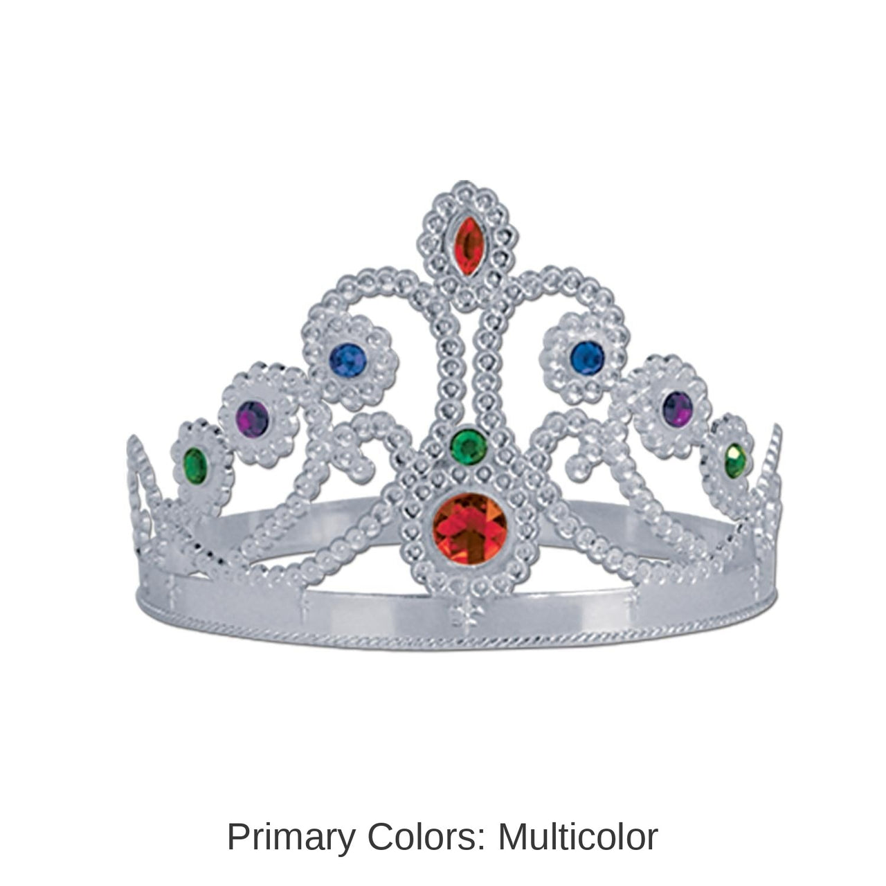 12 Pack Bulk Plastic Jeweled Queen's Tiara - Silver