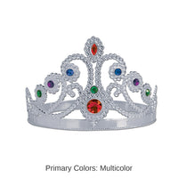 12 Pack Bulk Plastic Jeweled Queen's Tiara - Silver