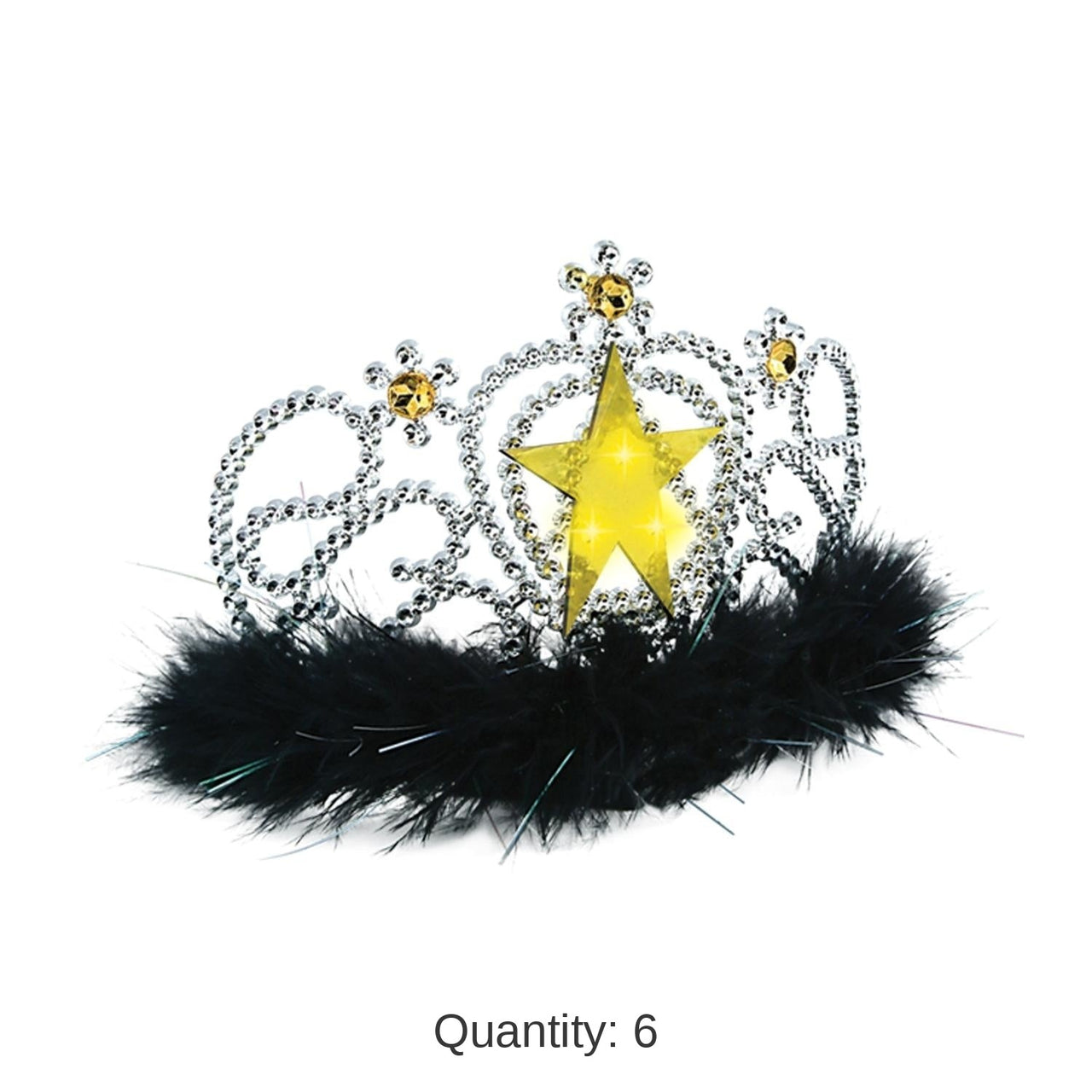 6 Pack Bulk Plastic Light-Up Star Tiara