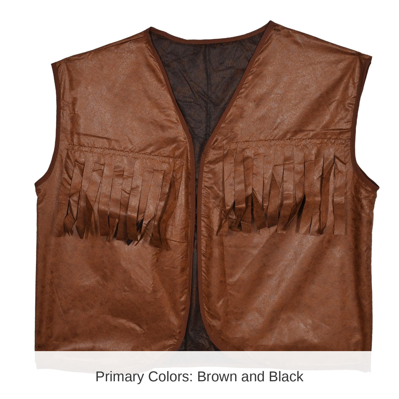 4 Pack Bulk Faux Brown Leather Cowboy Vest with Fringe