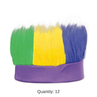 12 Pack Bulk Mardi Gras Hairy Headband - golden-yellow - green - purple