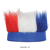 12 Pack Bulk Hairy Headband - red - white - blue