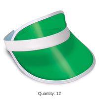 12 Pack Bulk Clear Green Plastic Dealer's Visor