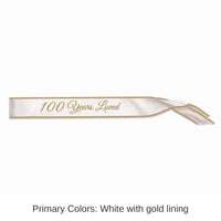6 Pack Bulk 100 Years Loved Satin Sash