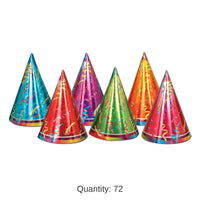 72 Pack Bulk Prismatic Cone Hats
