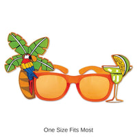 6 Pack Bulk Luau Party Palm Tree/Parrot Fanci-Frame Glasses