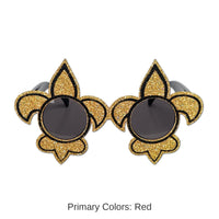 6 Pack Bulk Mardi Gras Glittered Fleur De Lis Fanci-Frame Glasses- Gold