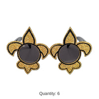 6 Pack Bulk Mardi Gras Glittered Fleur De Lis Fanci-Frame Glasses- Gold