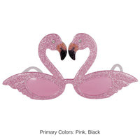 6 Pack Bulk Luau Party Glittered Flamingo Fanci-Frame Glasses