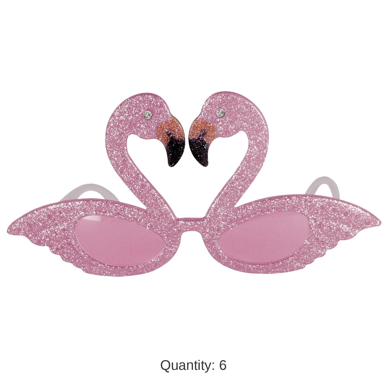 6 Pack Bulk Luau Party Glittered Flamingo Fanci-Frame Glasses
