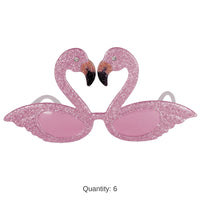 6 Pack Bulk Luau Party Glittered Flamingo Fanci-Frame Glasses