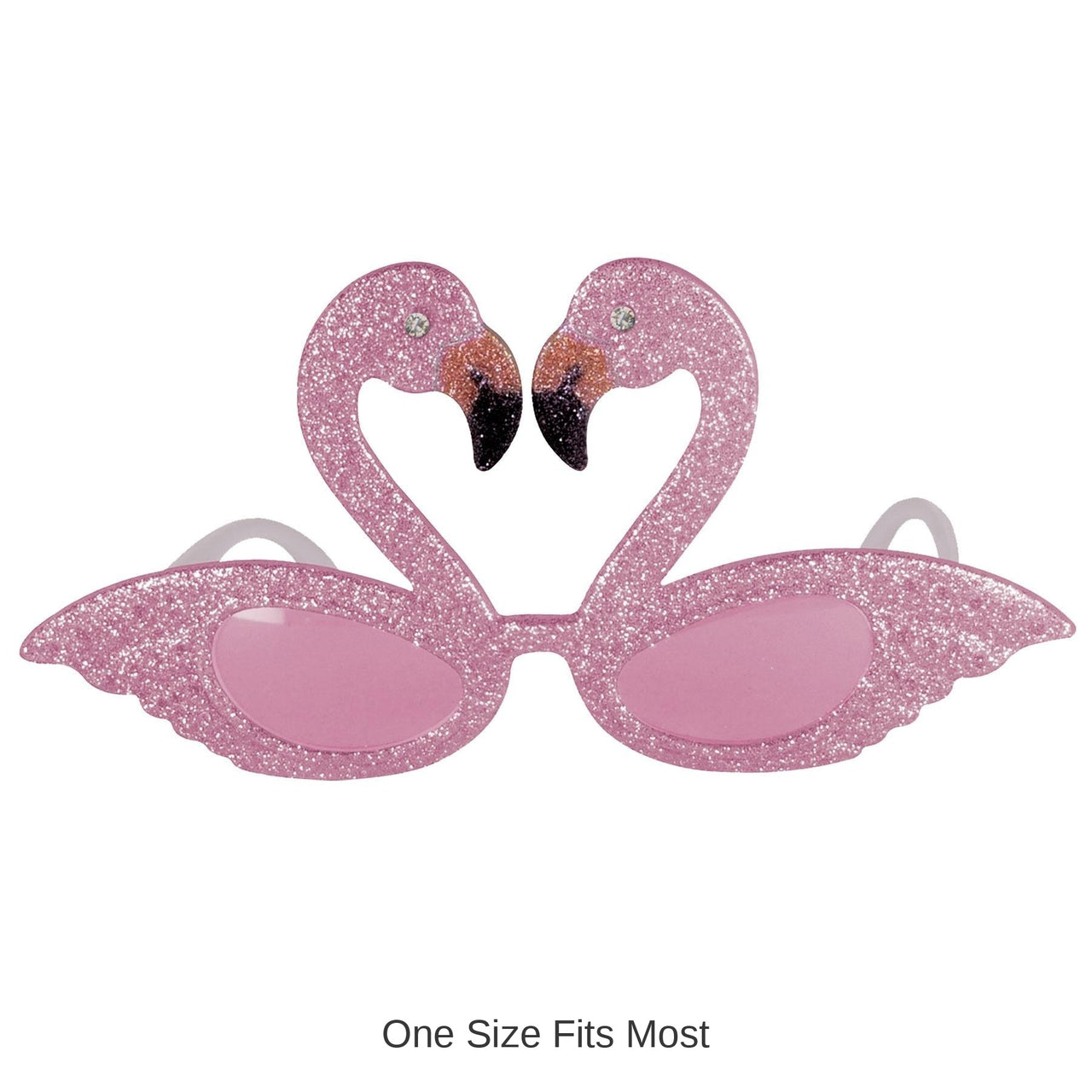 6 Pack Bulk Luau Party Glittered Flamingo Fanci-Frame Glasses
