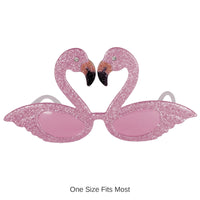 6 Pack Bulk Luau Party Glittered Flamingo Fanci-Frame Glasses