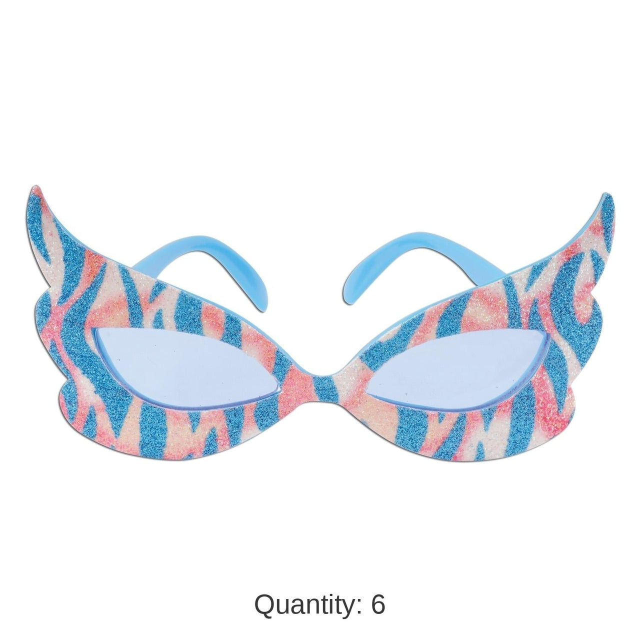 6 Pack Bulk Glittered Rock/Roll Diva Fanci-Frame Glasses