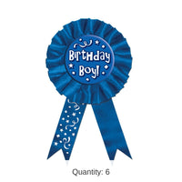 6 Pack Bulk Birthday Party Boy! Award Ribbon