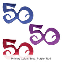 6 Pack Bulk 50th Birthday Party Fanci-Frame Glasses
