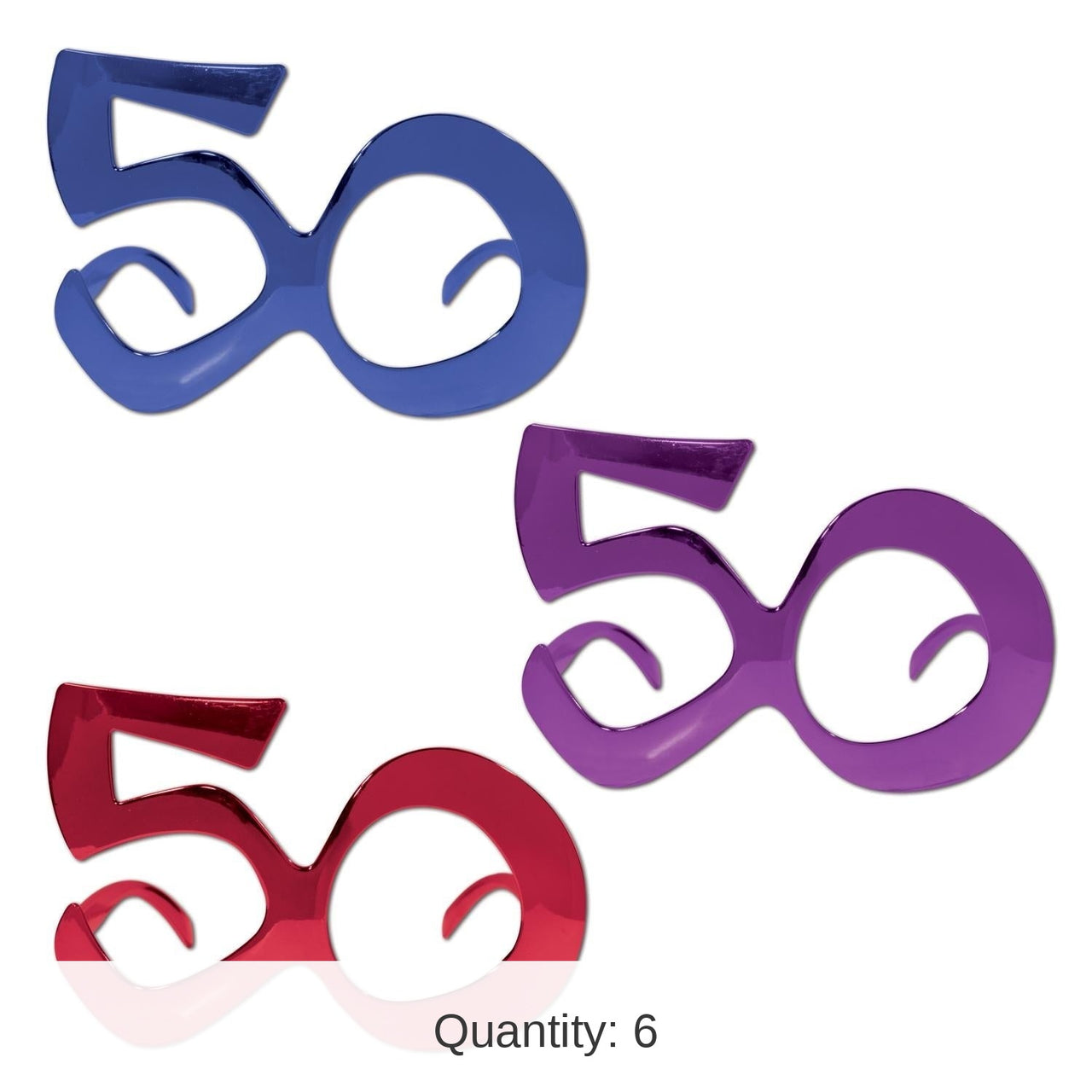 6 Pack Bulk 50th Birthday Party Fanci-Frame Glasses