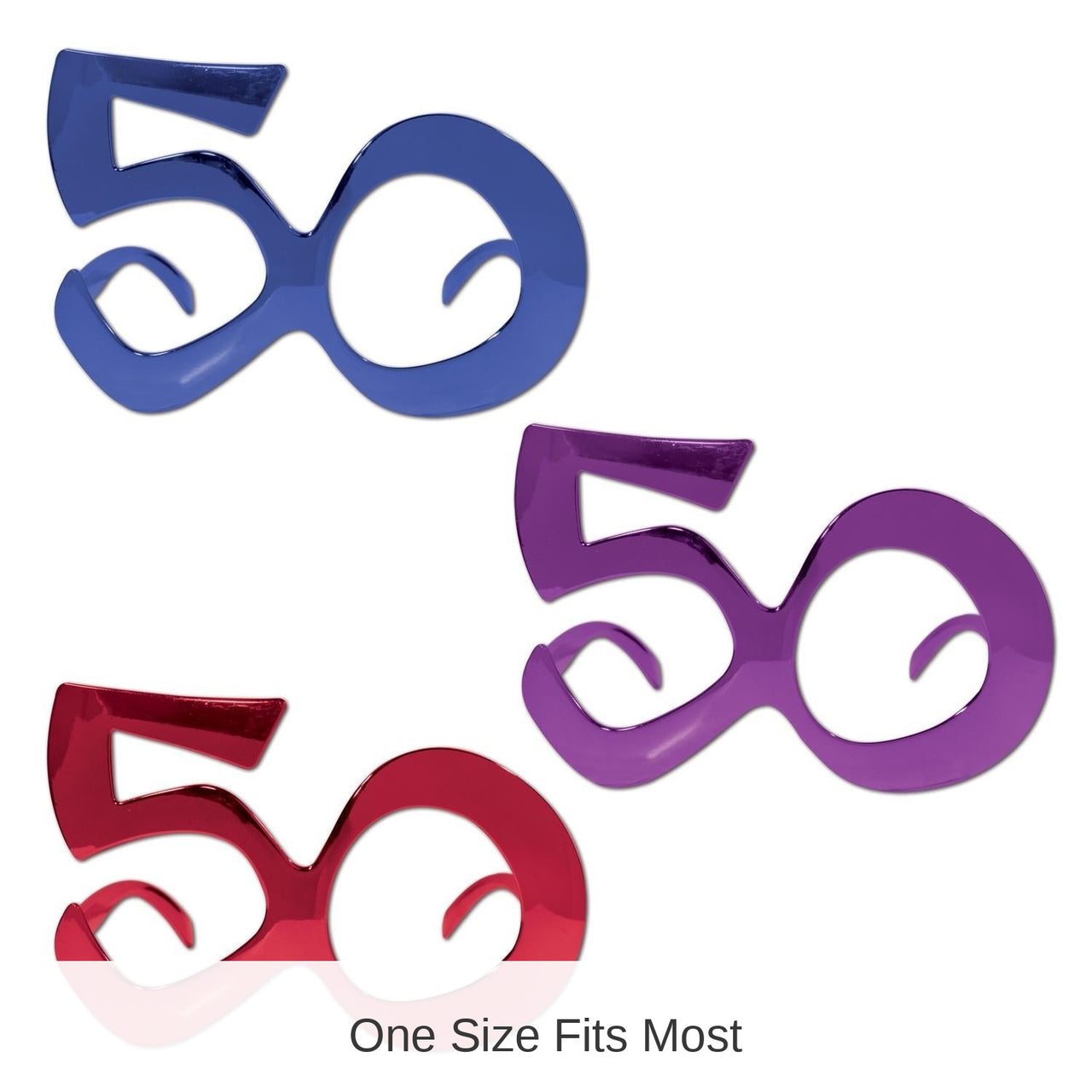 6 Pack Bulk 50th Birthday Party Fanci-Frame Glasses