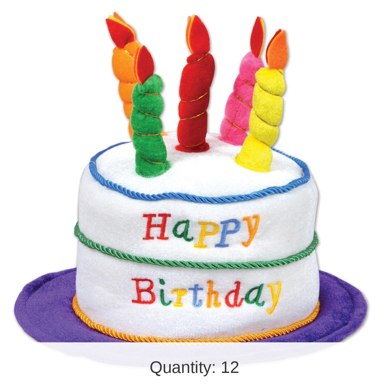 12 Pack Bulk Plush Birthday Cake Hat