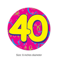 12 Pack Bulk Jumbo 40th Birthday Party Button