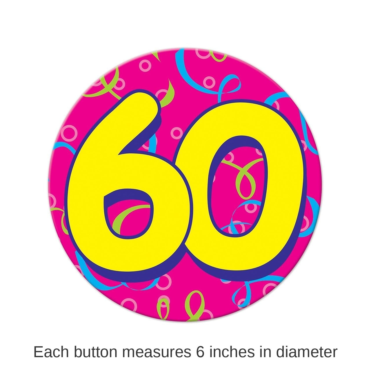 12 Pack Bulk Jumbo 60th Birthday Party Button