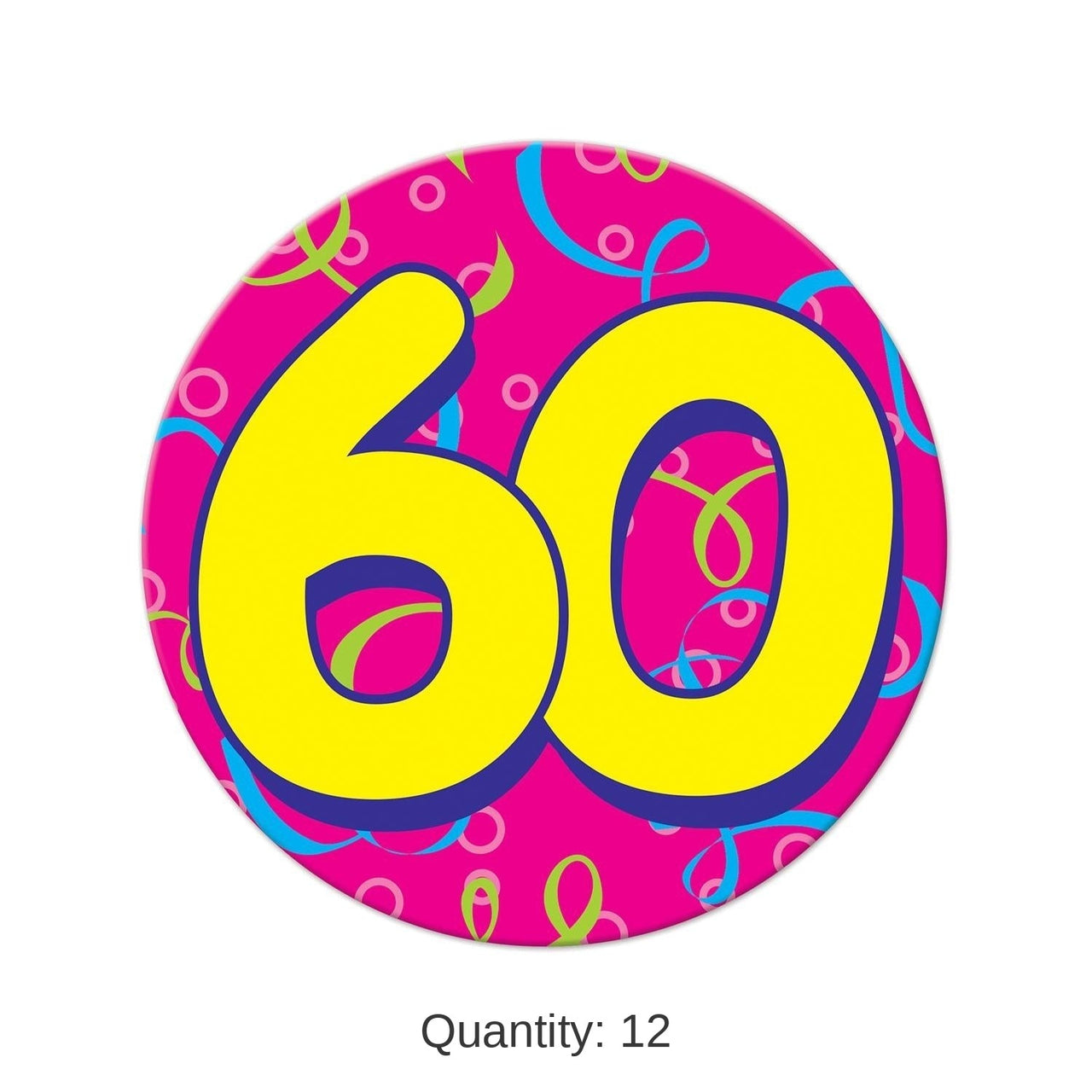 12 Pack Bulk Jumbo 60th Birthday Party Button