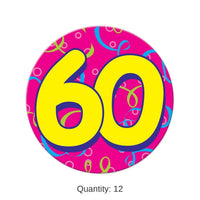 12 Pack Bulk Jumbo 60th Birthday Party Button