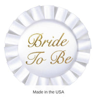 12 Pack Bulk Bride To Be Satin Button- White