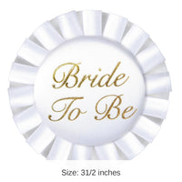 12 Pack Bulk Bride To Be Satin Button- White