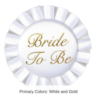 12 Pack Bulk Bride To Be Satin Button- White