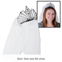 12 Pack Bulk Bachelorette Party Plastic Bride To Be Tiara with Veil
