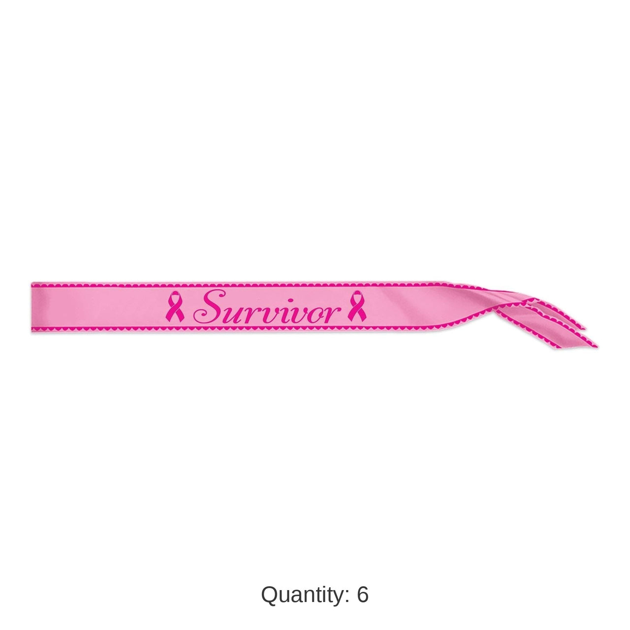 6 Pack Bulk Pink Ribbon "Survivor" Satin Sash