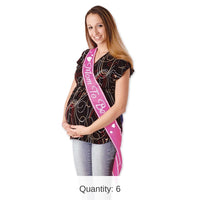 6 Pack Bulk Mom To Be Satin Sash - pink