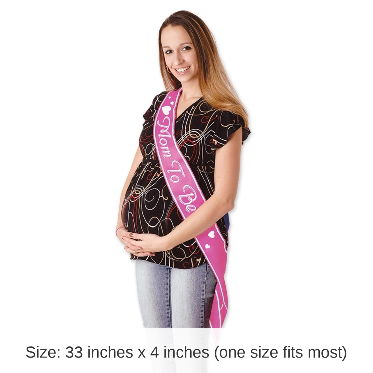 6 Pack Bulk Mom To Be Satin Sash - pink