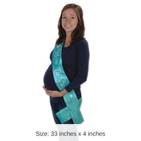 6 Pack Bulk Mom To Be Satin Sash - turquoise