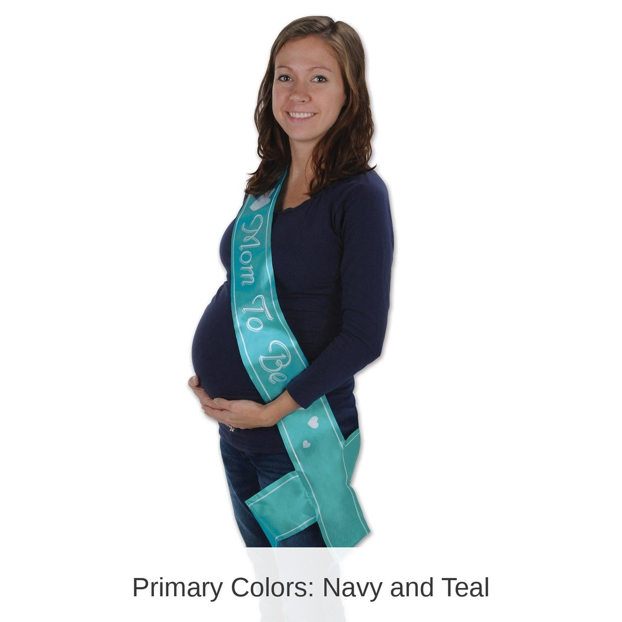 6 Pack Bulk Mom To Be Satin Sash - turquoise