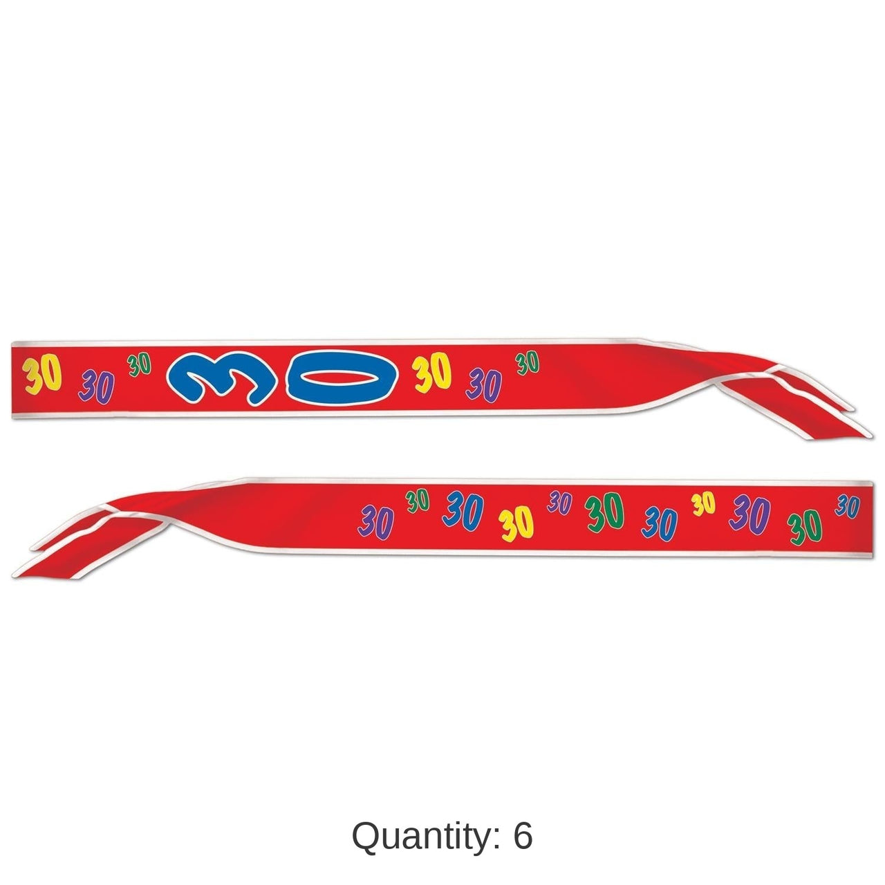 6 Pack Bulk 30th Birthday Party Satin Sash