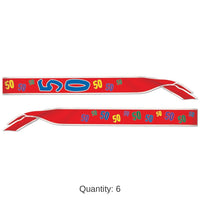 6 Pack Beistle 50th Birthday Party Satin Sash