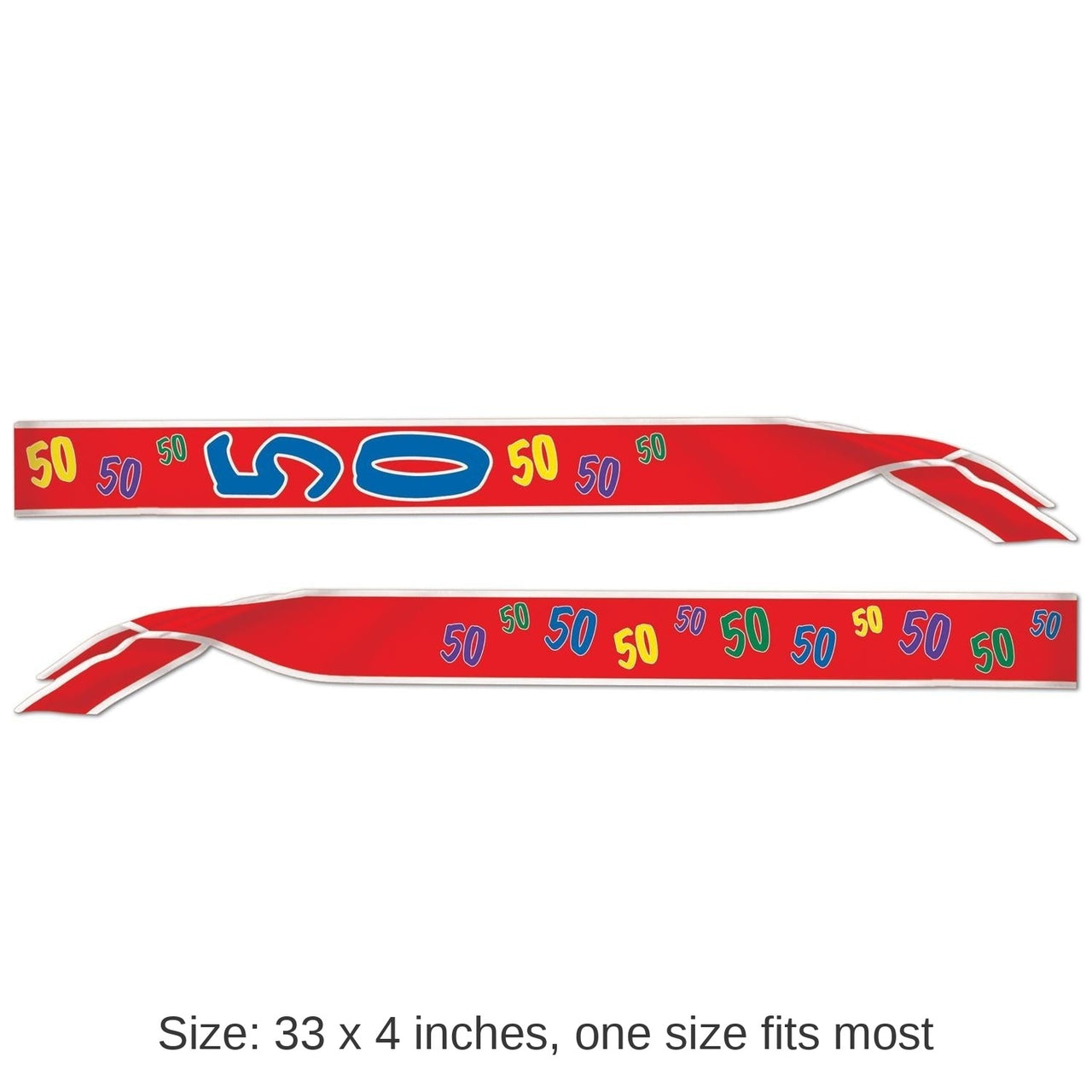 6 Pack Beistle 50th Birthday Party Satin Sash